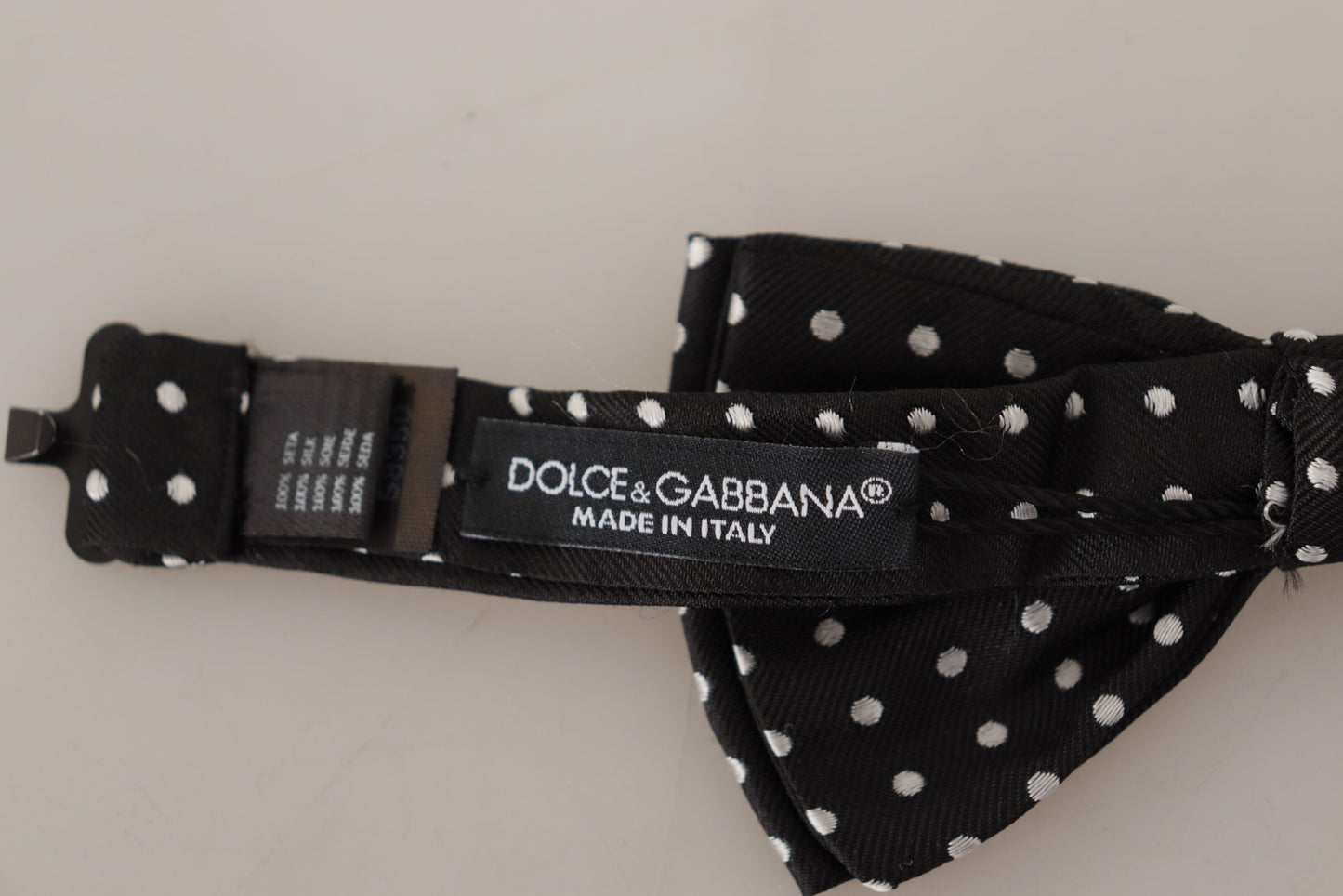 Dolce & Gabbana Elegante Seidenfliege mit schwarzen und weißen Tupfen