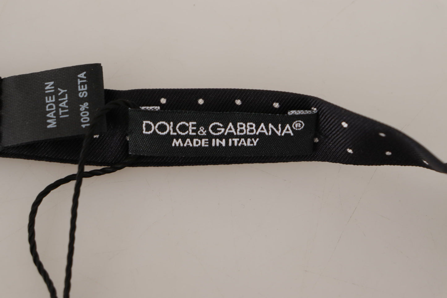 Dolce & Gabbana Elegante Schwarz gepunktete Seidenfliege