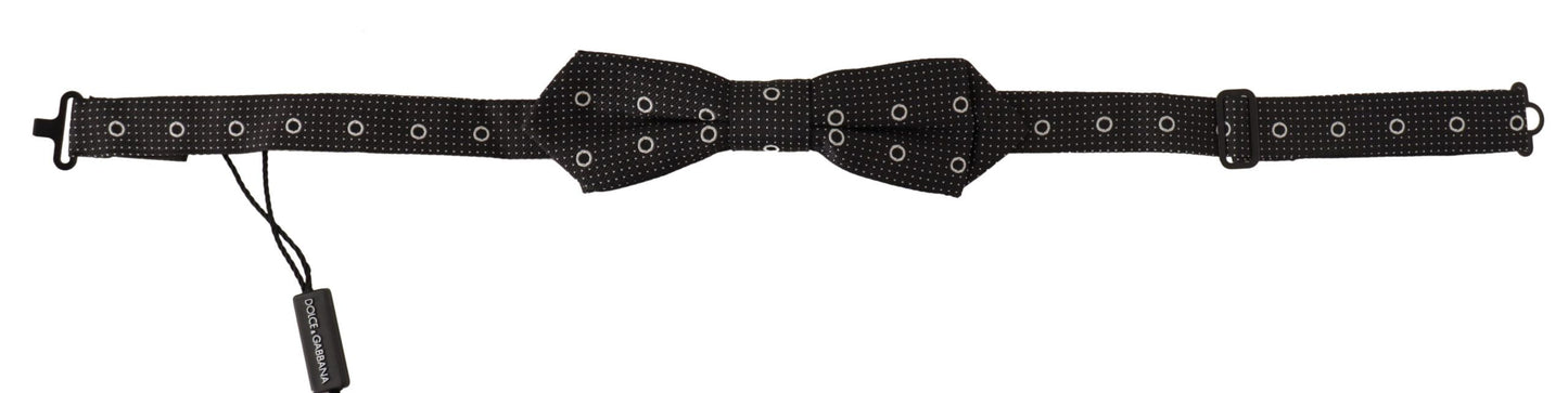 Dolce &amp; Gabbana Polka Dot Silk Bow Tie in Black and White