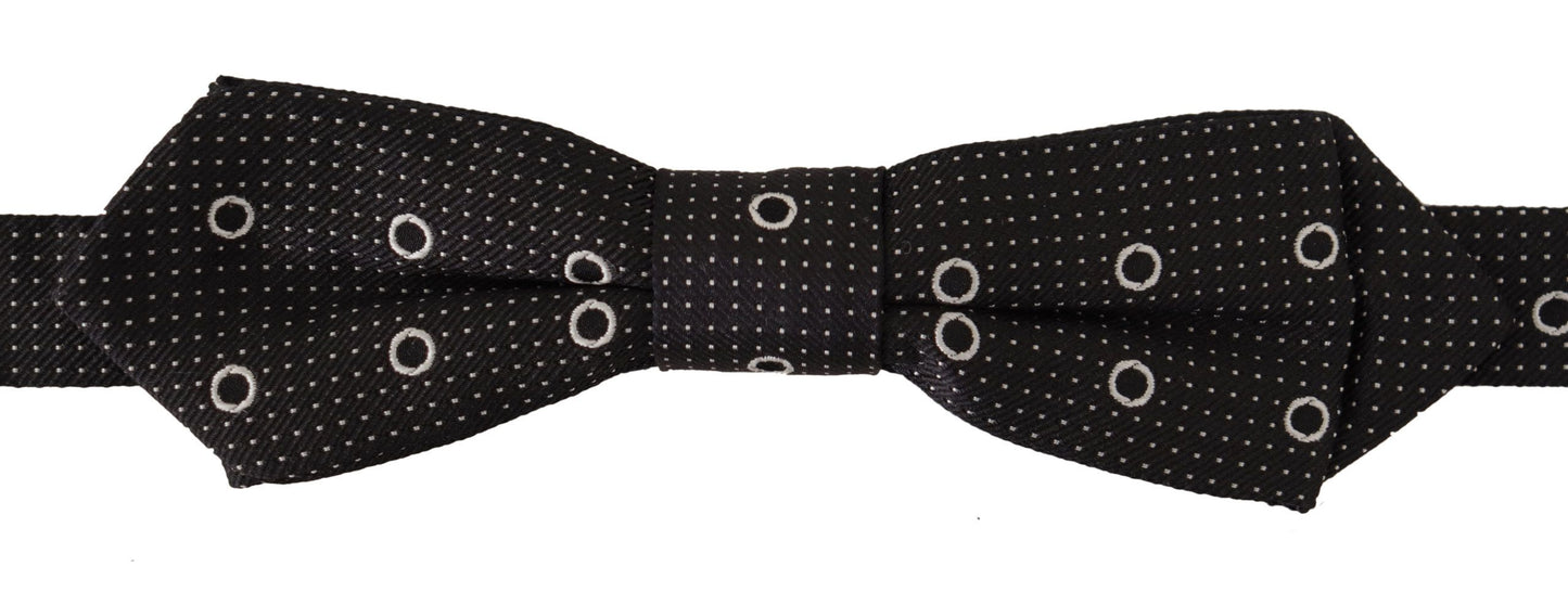 Dolce &amp; Gabbana Polka Dot Silk Bow Tie in Black and White