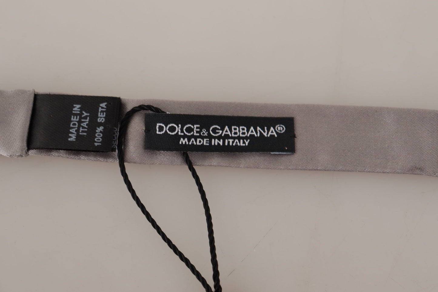 Dolce & Gabbana Elegante Silberne Seidenfliege für den anspruchsvollen Abend