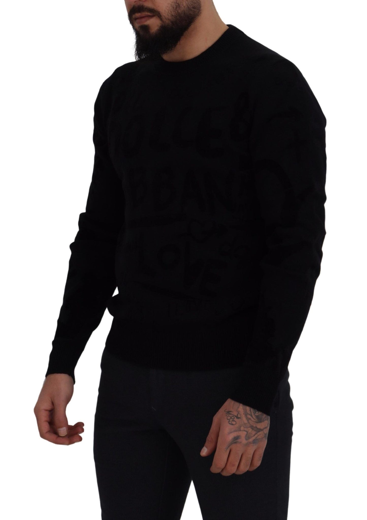 Dolce &amp; Gabbana Elegant Black Logo Wool Sweater