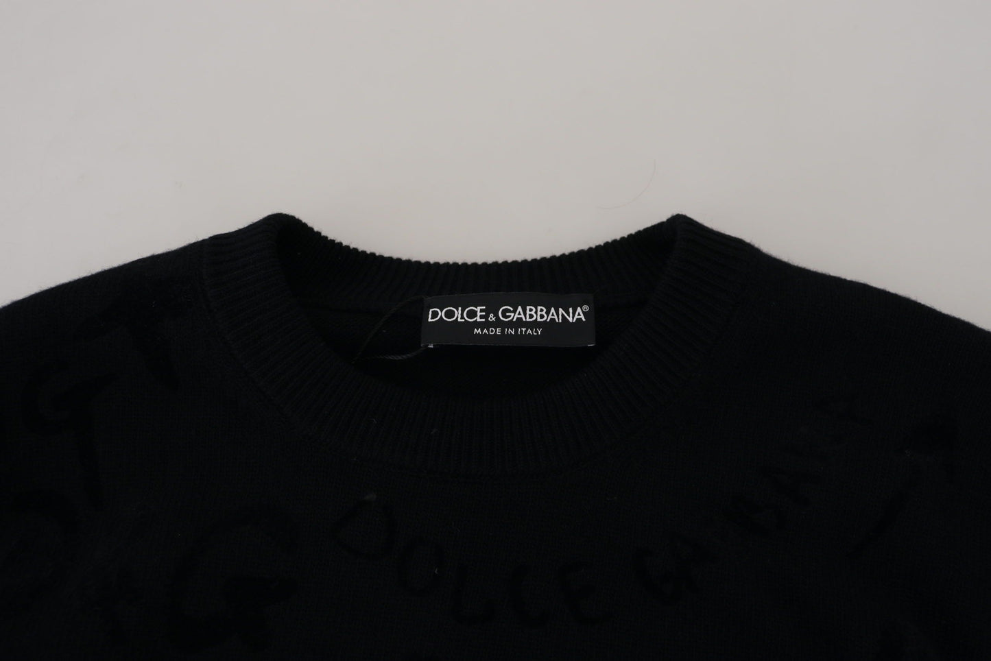 Dolce &amp; Gabbana Elegant Black Logo Wool Sweater