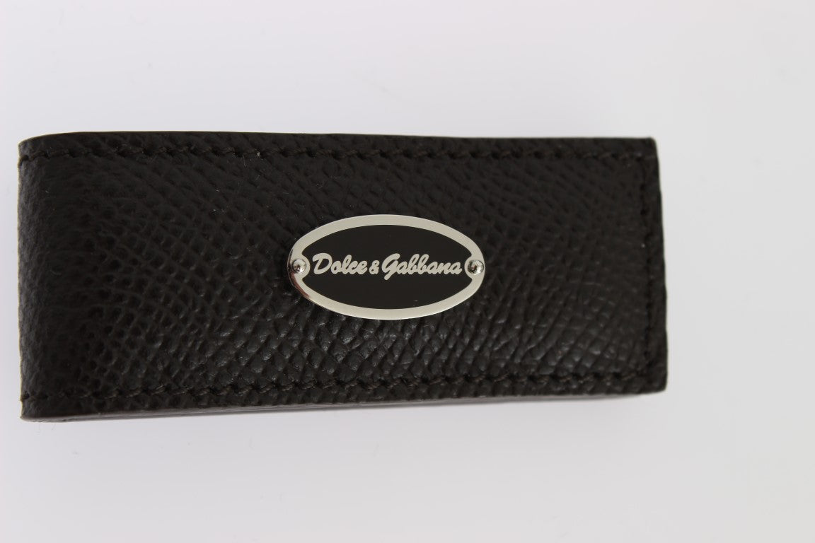 Dolce &amp; Gabbana Elegant money clip made of brown leather