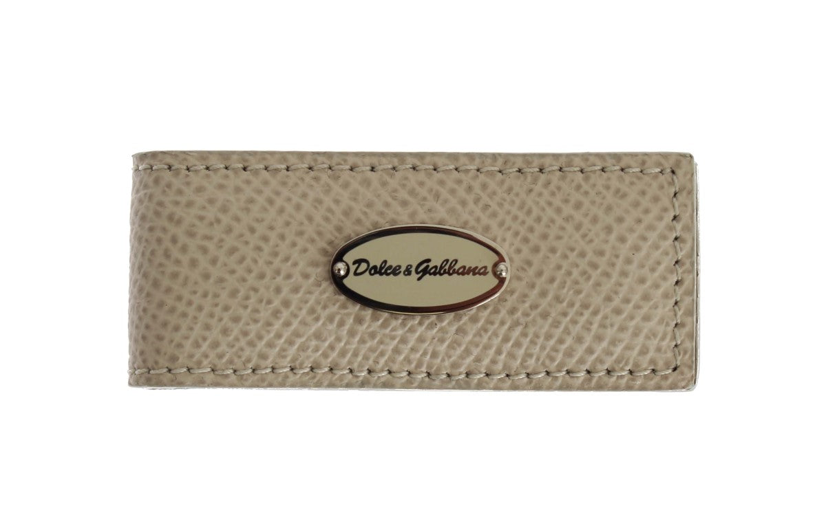 Dolce &amp; Gabbana Elegant money clip made of beige leather