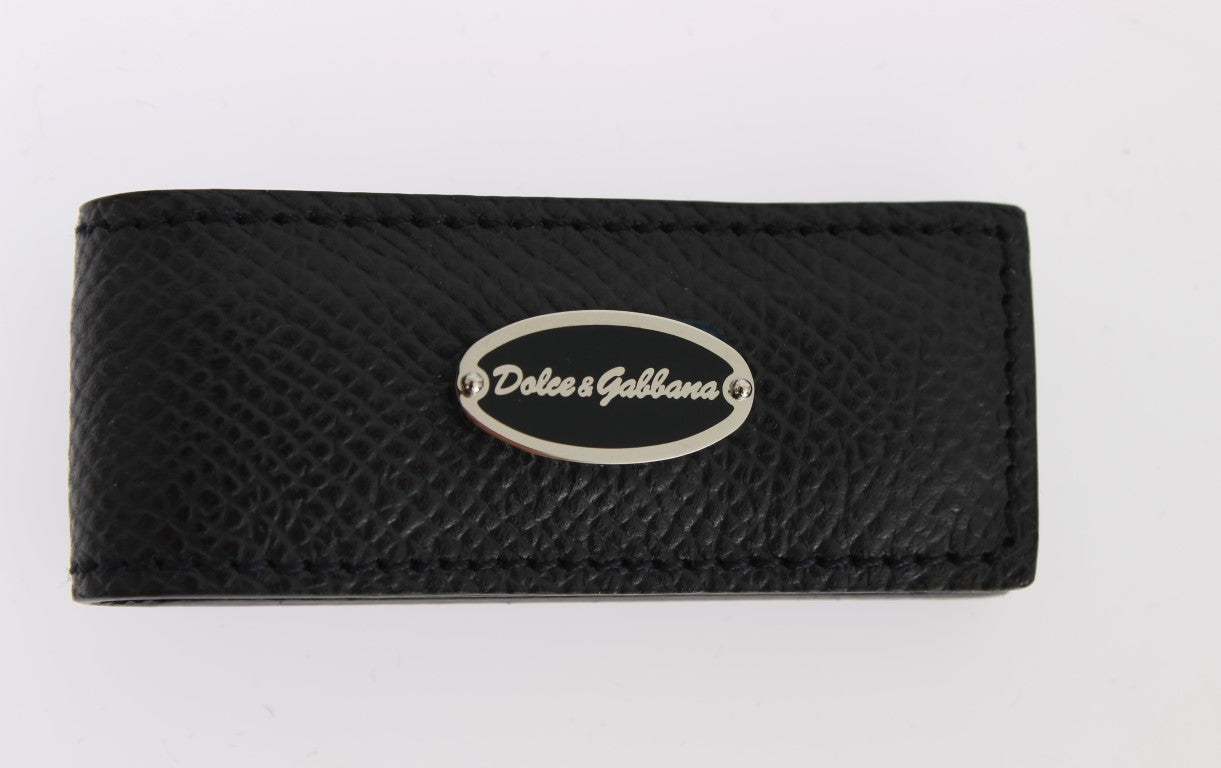 Dolce &amp; Gabbana Elegant Blue Leather Money Clip