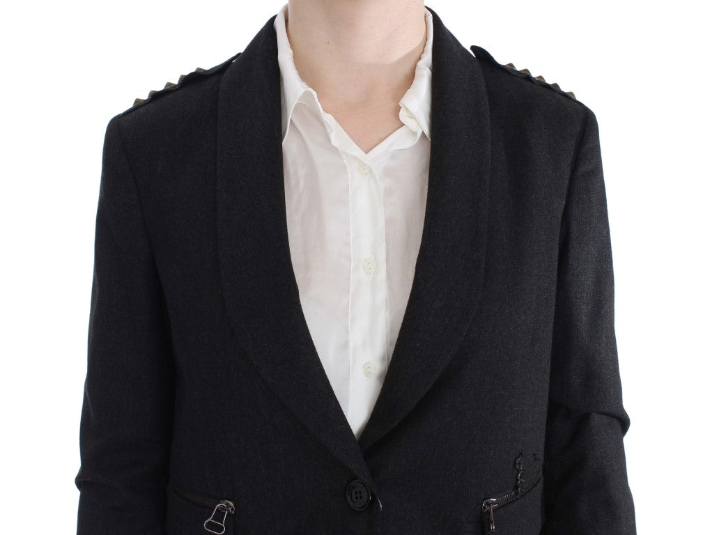 Exte Elegant blazer jacket with gold buttons in grey