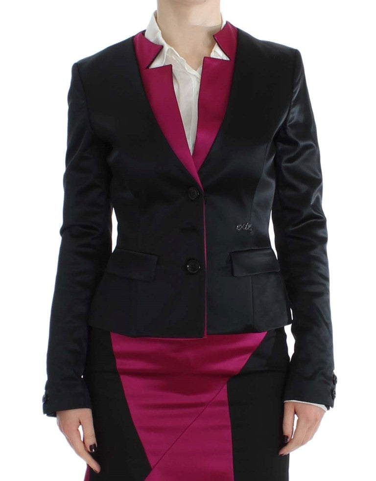 Exte Chic black and pink single-breasted blazer