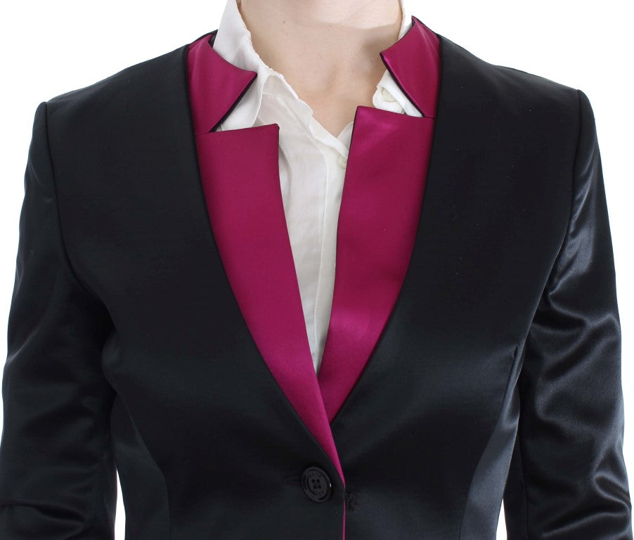 Exte Chic black and pink single-breasted blazer