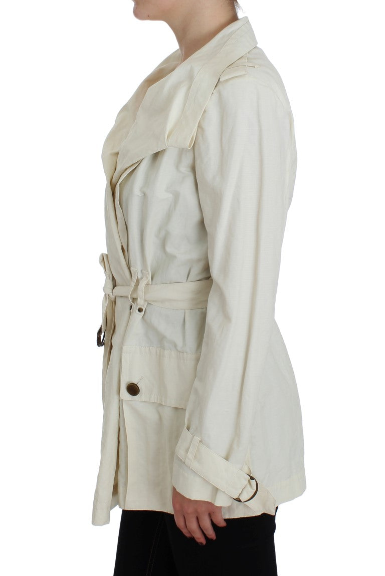 PLEIN SUD Elegant white wrap trench coat