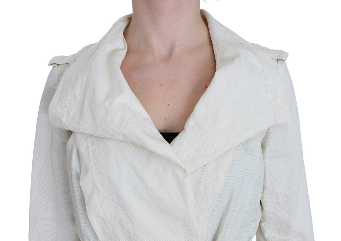 PLEIN SUD Elegant white wrap trench coat