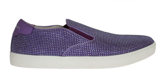 Dolce &amp; Gabbana Elegant Purple Rhinestone Fashion Sneakers