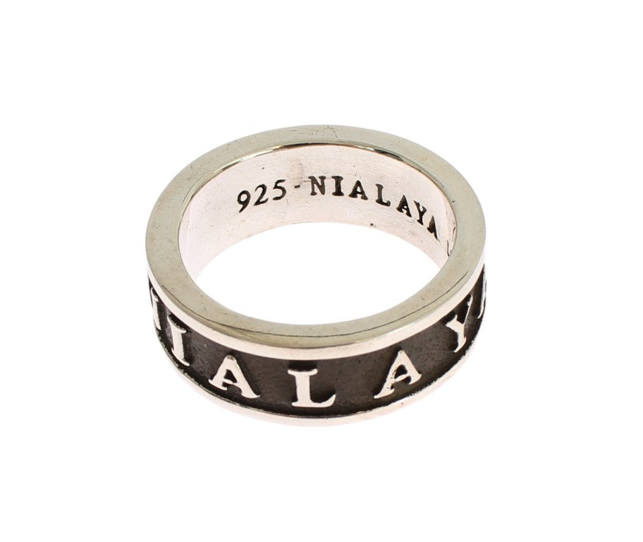 Nialaya Elegant Silver and Black Sterling Men's Ring