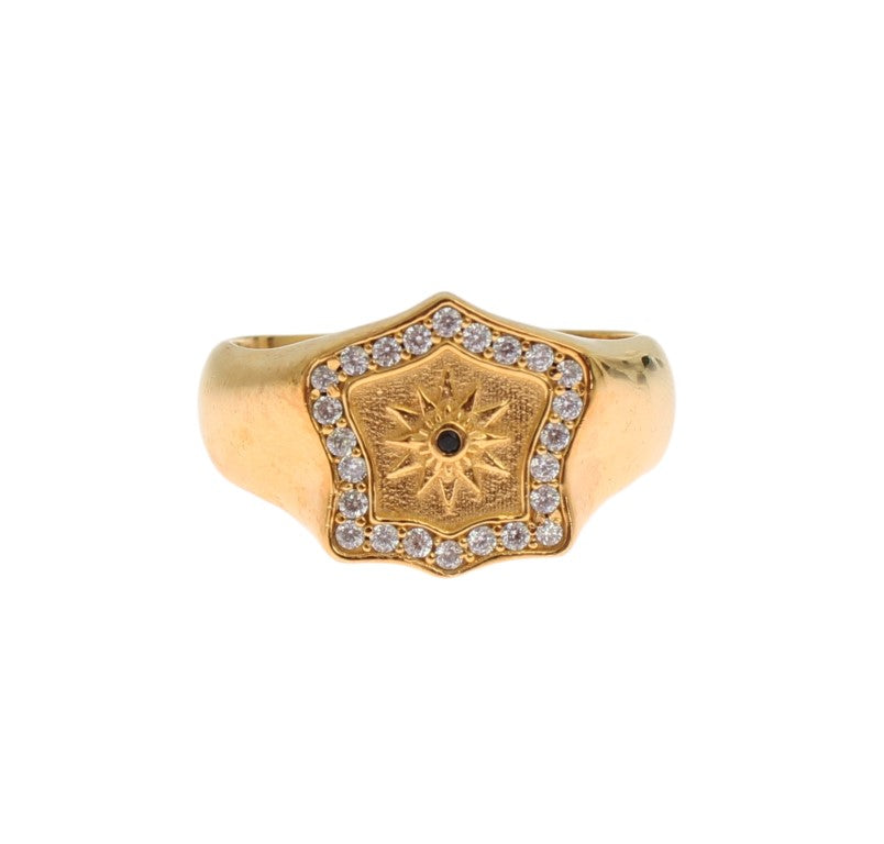 Nialaya Elegant men's ring made of gold-plated silver