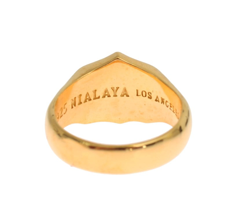 Nialaya Elegant men's ring made of gold-plated silver