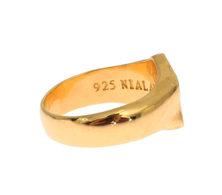 Nialaya Elegant men's ring made of gold-plated silver