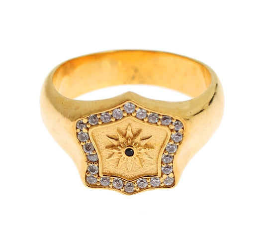 Nialaya Elegant men's ring made of gold-plated silver