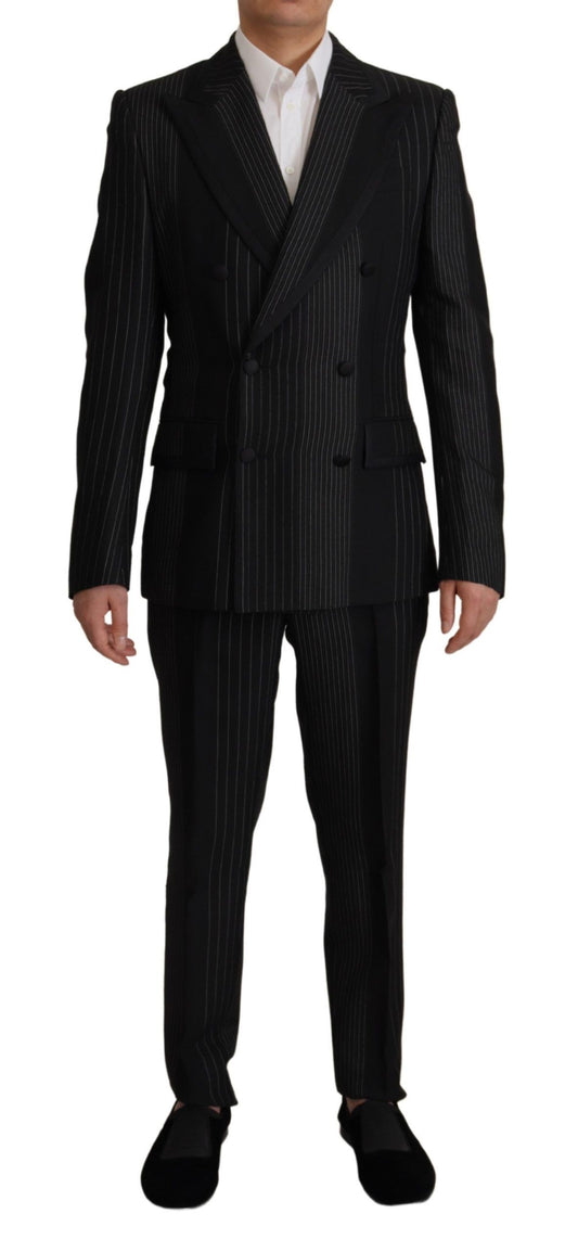 Dolce &amp; Gabbana Elegant black striped two-piece suit in slim fit