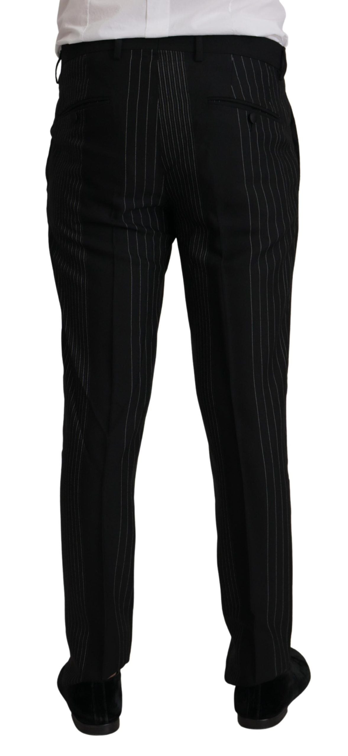 Dolce &amp; Gabbana Elegant black striped two-piece suit in slim fit