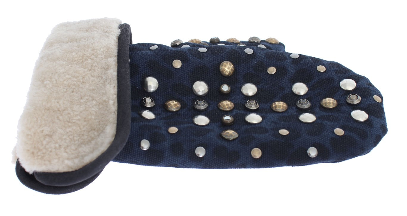 Dolce &amp; Gabbana Chic grey wool and shearling gloves with studded details