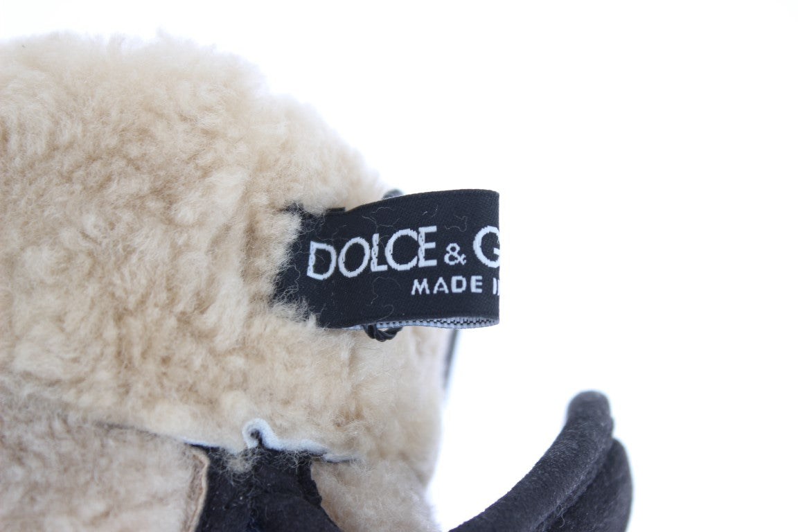 Dolce &amp; Gabbana Chic grey wool and shearling gloves with studded details