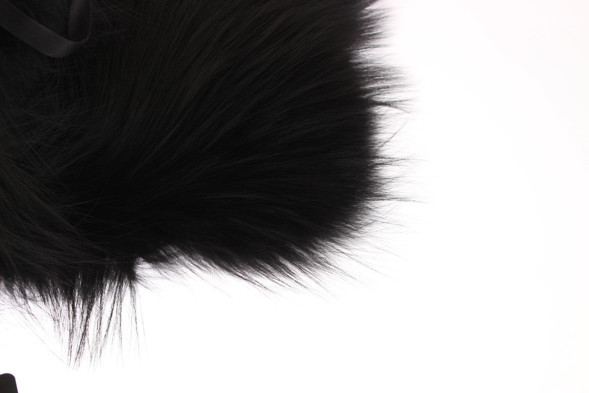 Dolce &amp; Gabbana Black Fox Fur Chic Shoulder Wrap