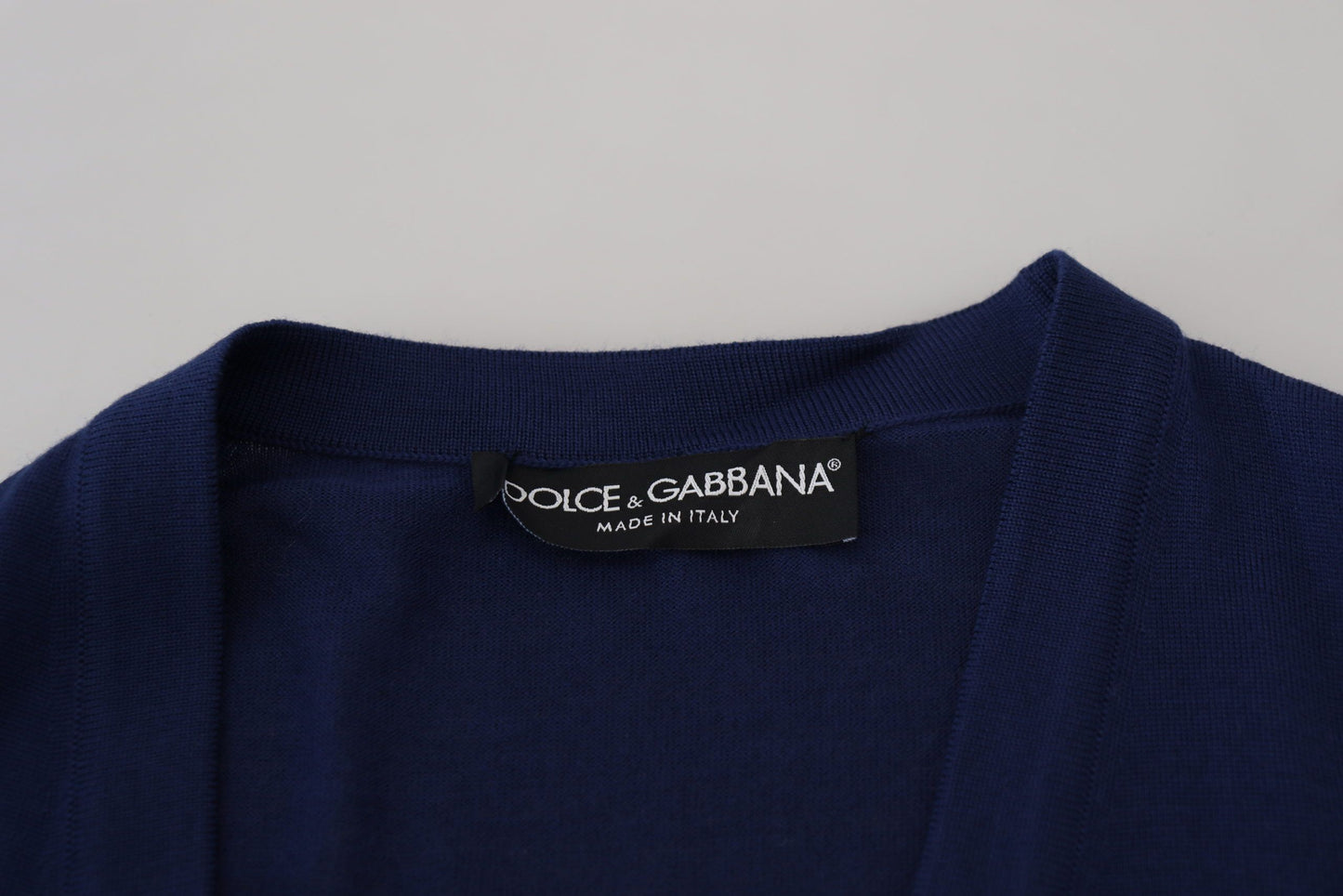 Dolce & Gabbana Elegante Strickjacke aus blauer Schurwolle