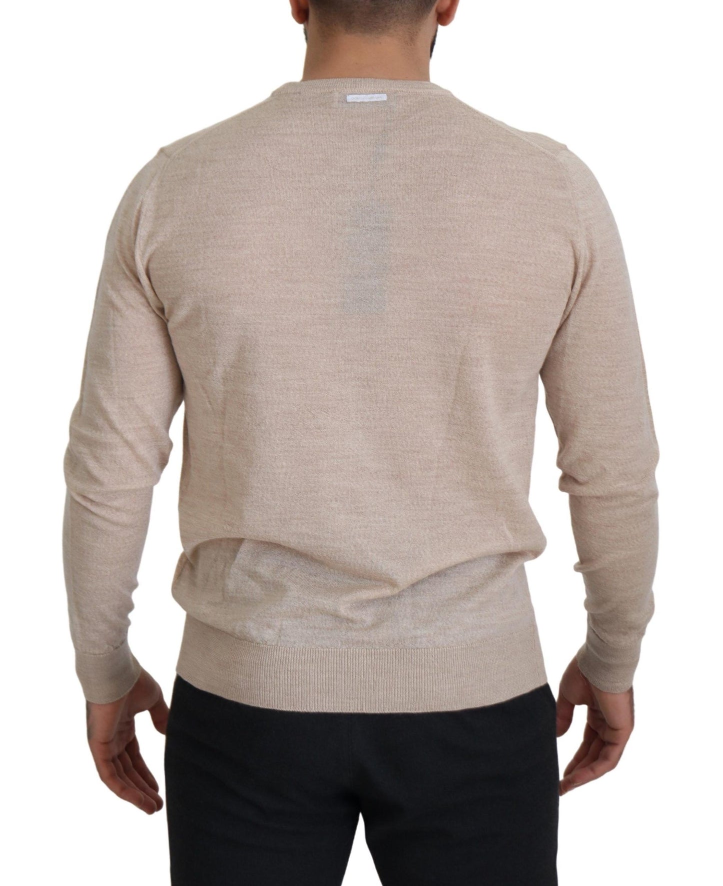 Dolce &amp; Gabbana Elegant wool sweater with round neck in beige