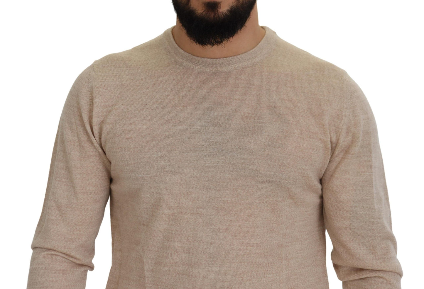 Dolce &amp; Gabbana Elegant wool sweater with round neck in beige