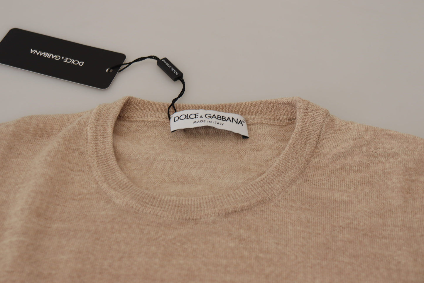 Dolce &amp; Gabbana Elegant wool sweater with round neck in beige