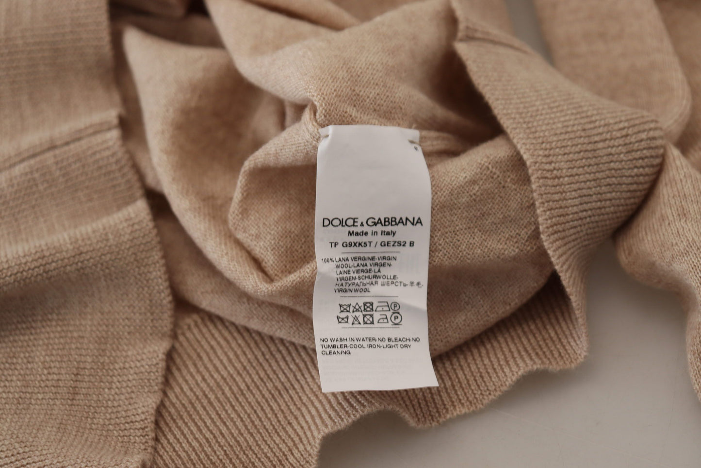 Dolce &amp; Gabbana Elegant wool sweater with round neck in beige