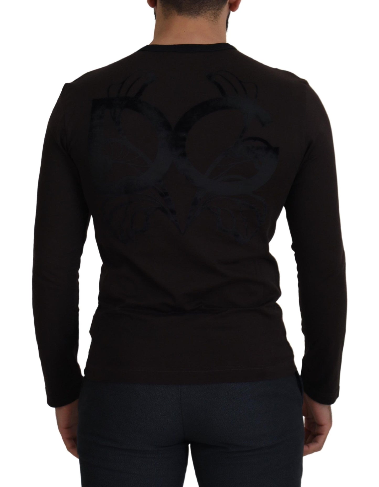 Dolce &amp; Gabbana Elegant brown cotton sweater with round neck