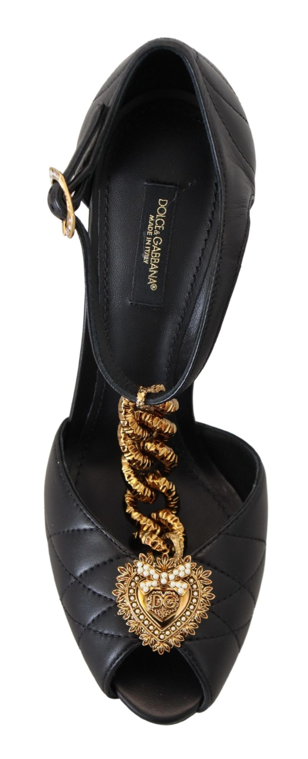 Dolce &amp; Gabbana Elegant leather sandals with gold decorations