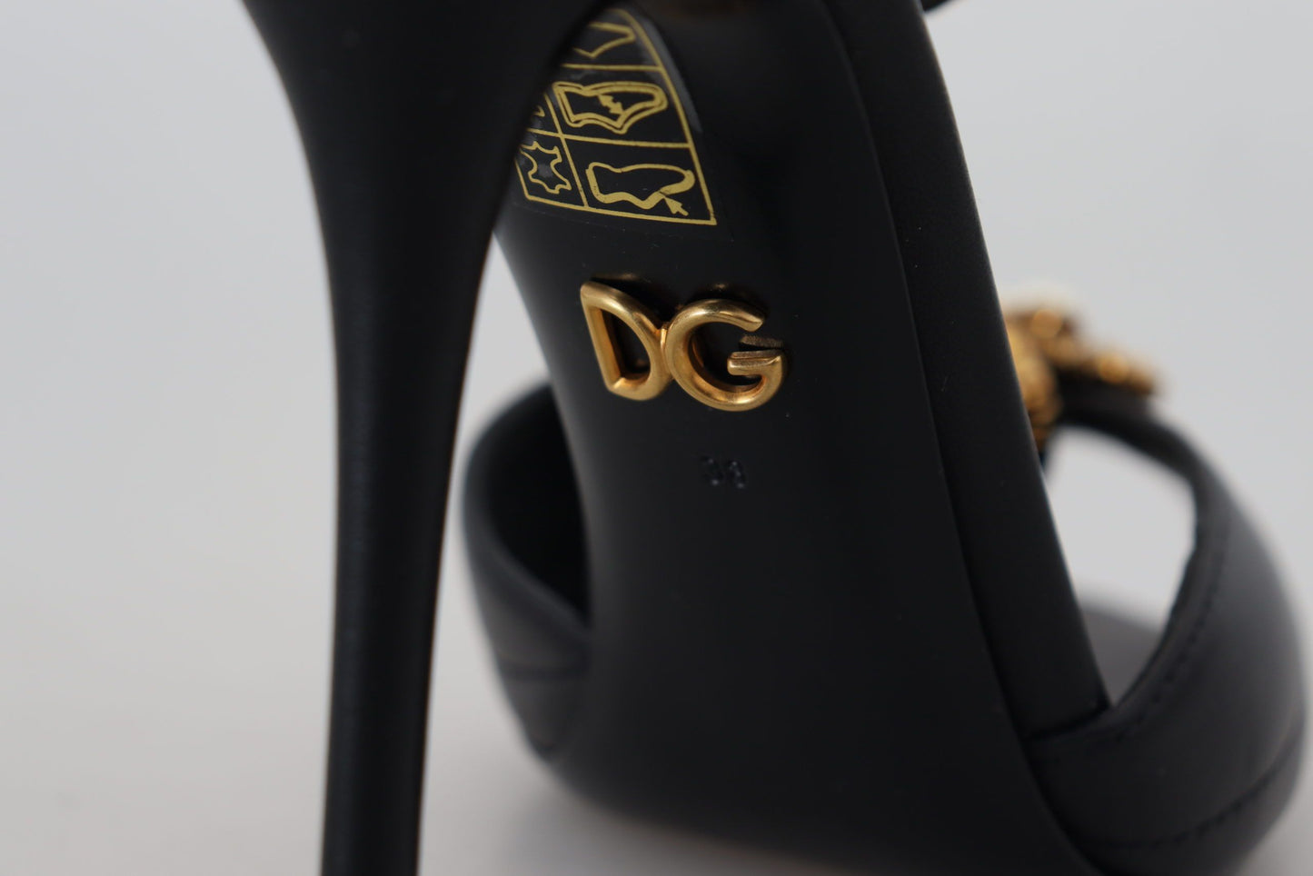 Dolce &amp; Gabbana Elegant leather sandals with gold decorations