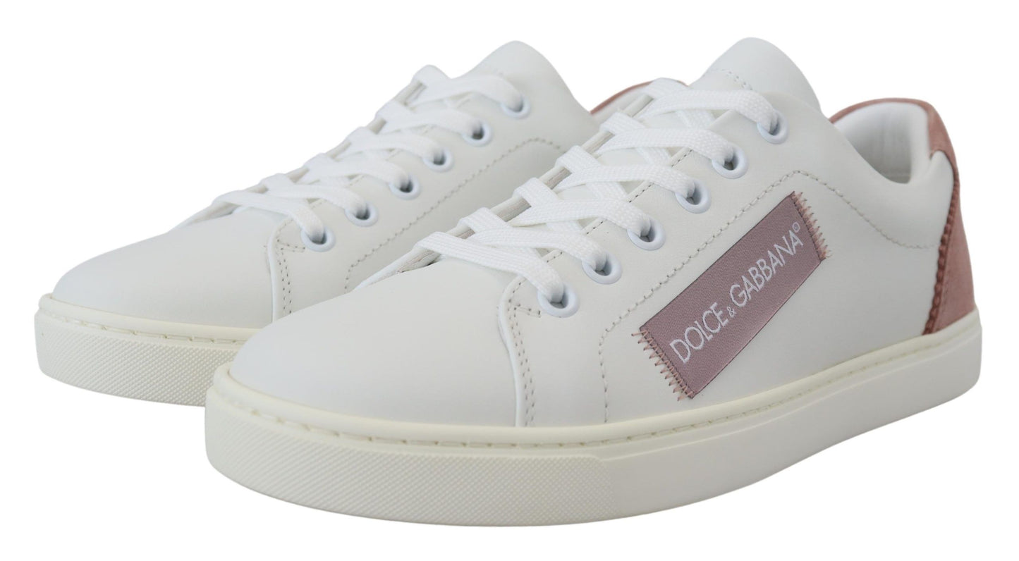 Dolce &amp; Gabbana Chic low-top leather sneakers in white and pink