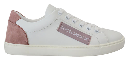 Dolce &amp; Gabbana Chic low-top leather sneakers in white and pink