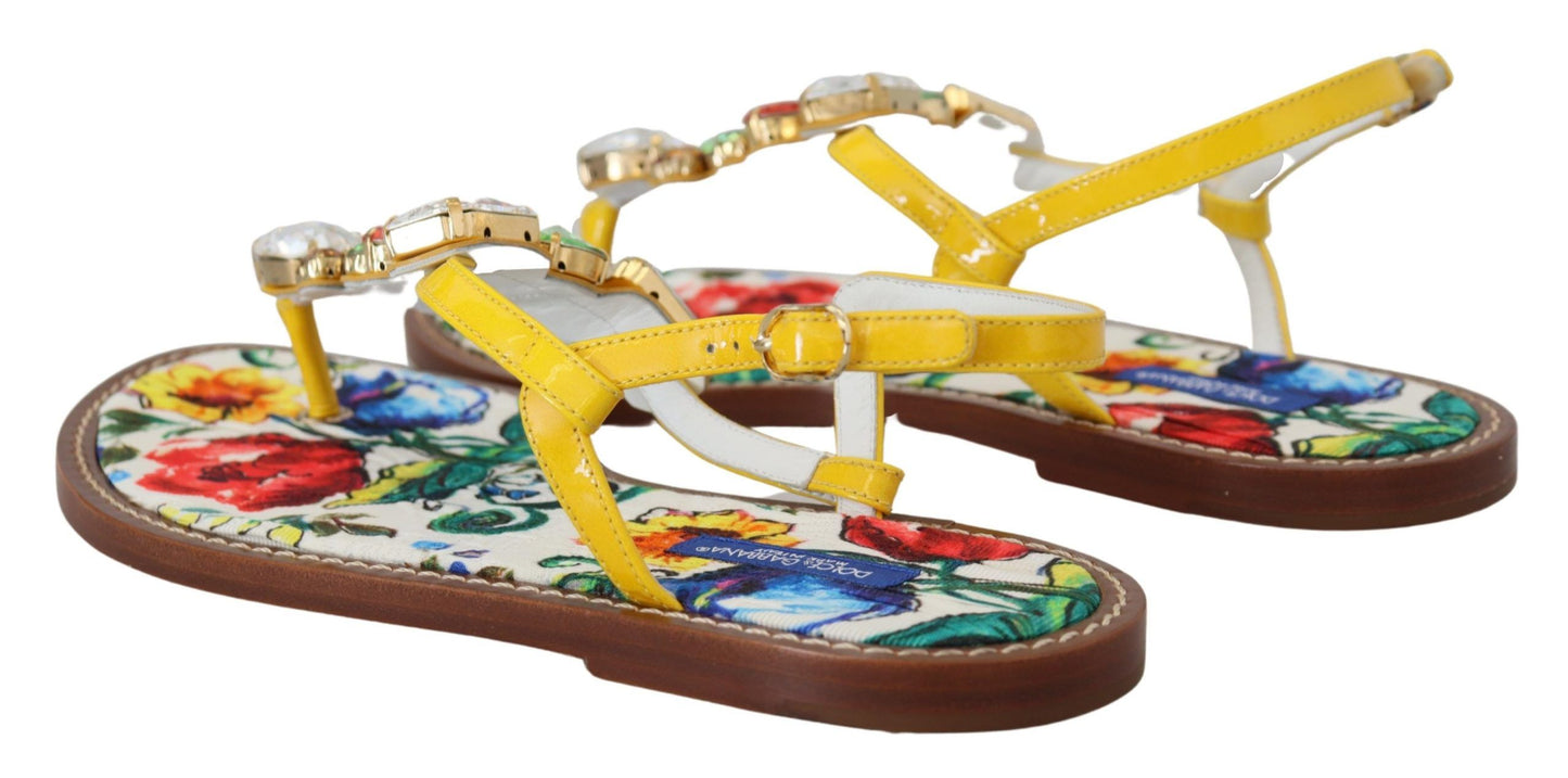 Dolce &amp; Gabbana Majolica leather sandals with crystal embellishment