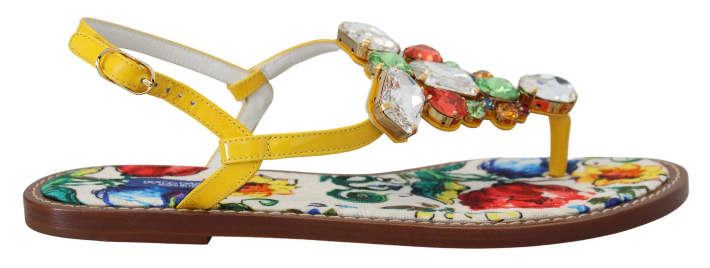 Dolce &amp; Gabbana Majolica leather sandals with crystal embellishment