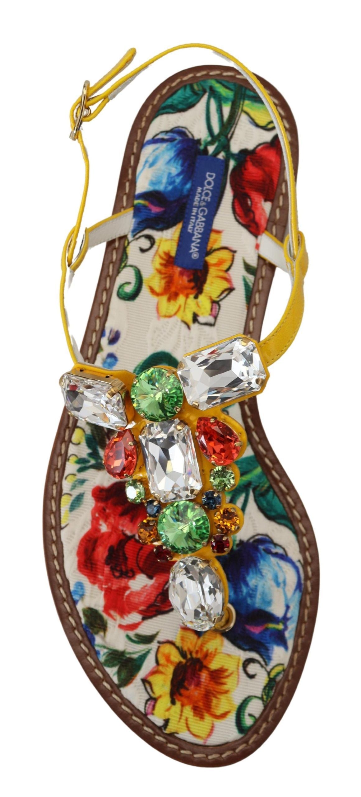 Dolce &amp; Gabbana Majolica leather sandals with crystal embellishment