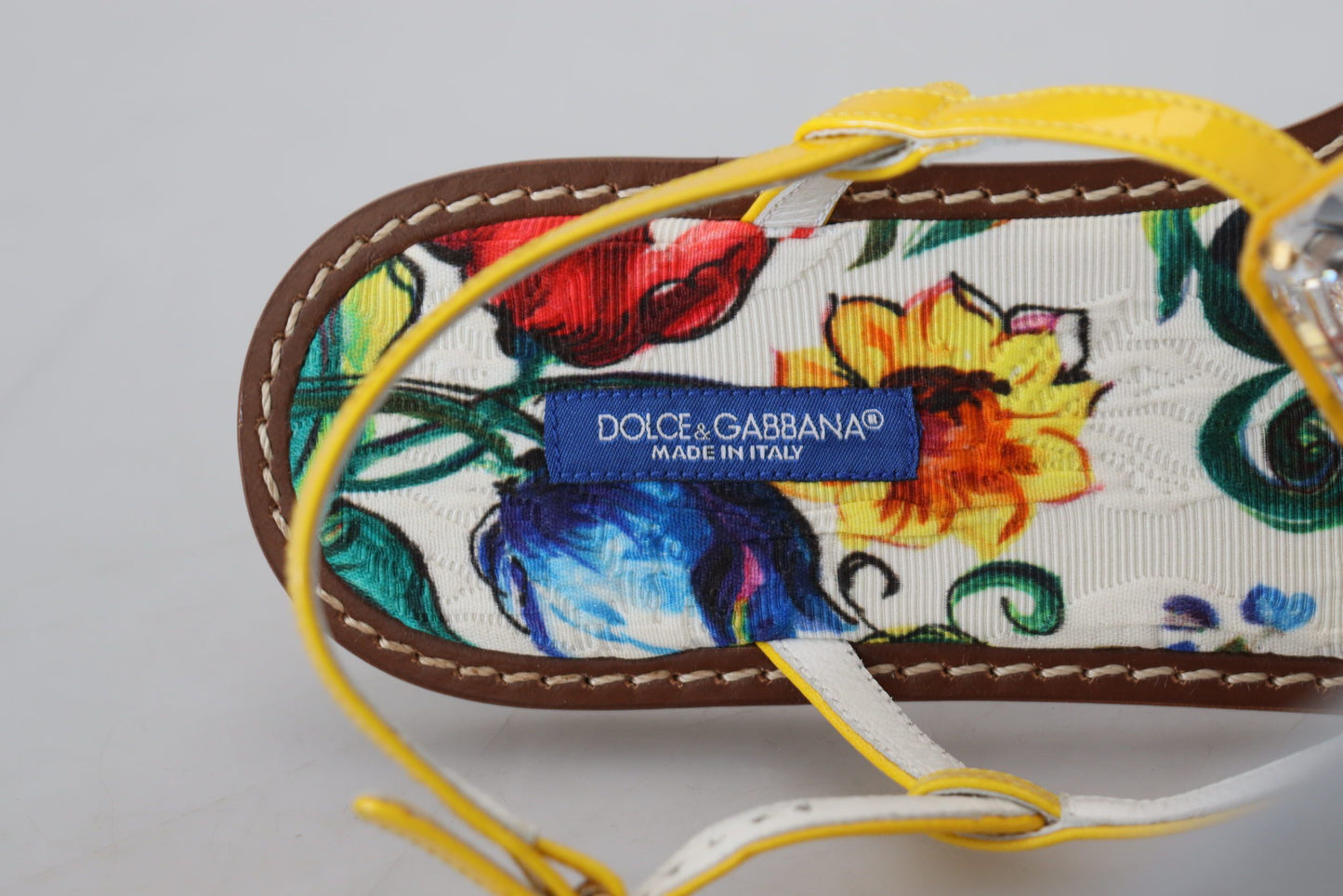 Dolce &amp; Gabbana Majolica leather sandals with crystal embellishment