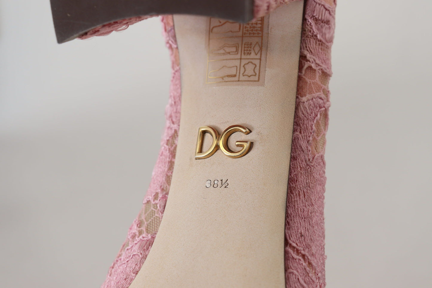 Dolce &amp; Gabbana pastel pink lace and crystal embellished pumps