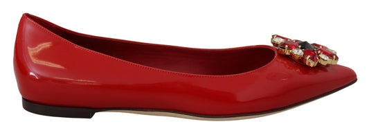 Dolce &amp; Gabbana Red Suede Loafers with Crystal - Exquisite Elegance