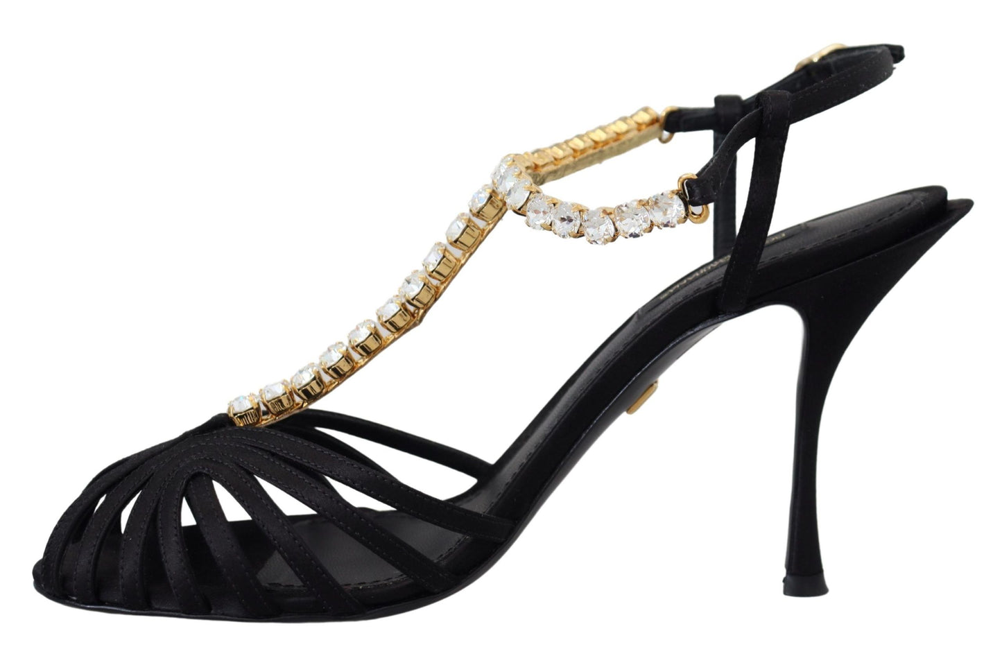 Dolce &amp; Gabbana Elegant Silk Blend Crystal T-Strap Heels