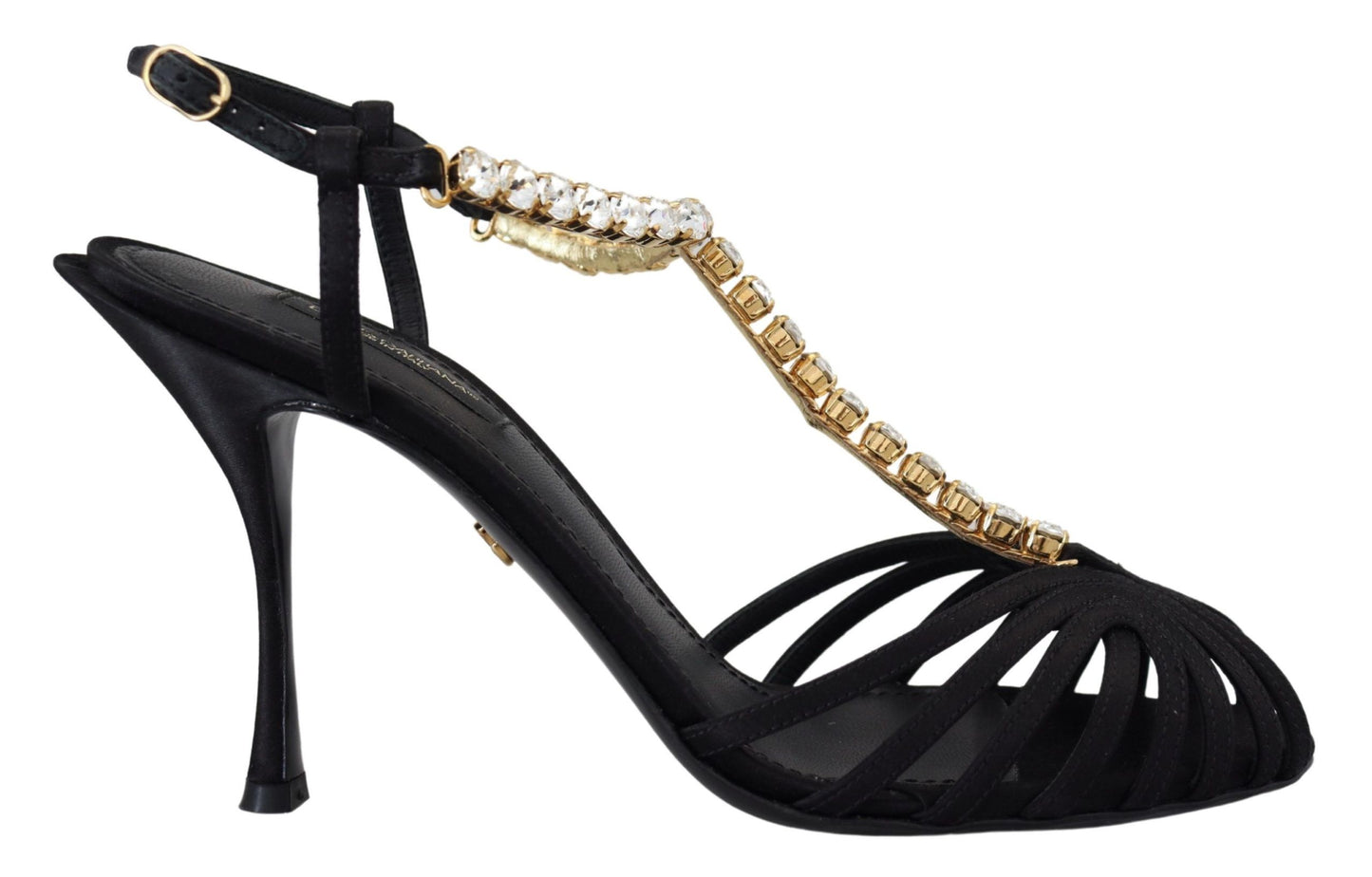 Dolce &amp; Gabbana Elegant Silk Blend Crystal T-Strap Heels