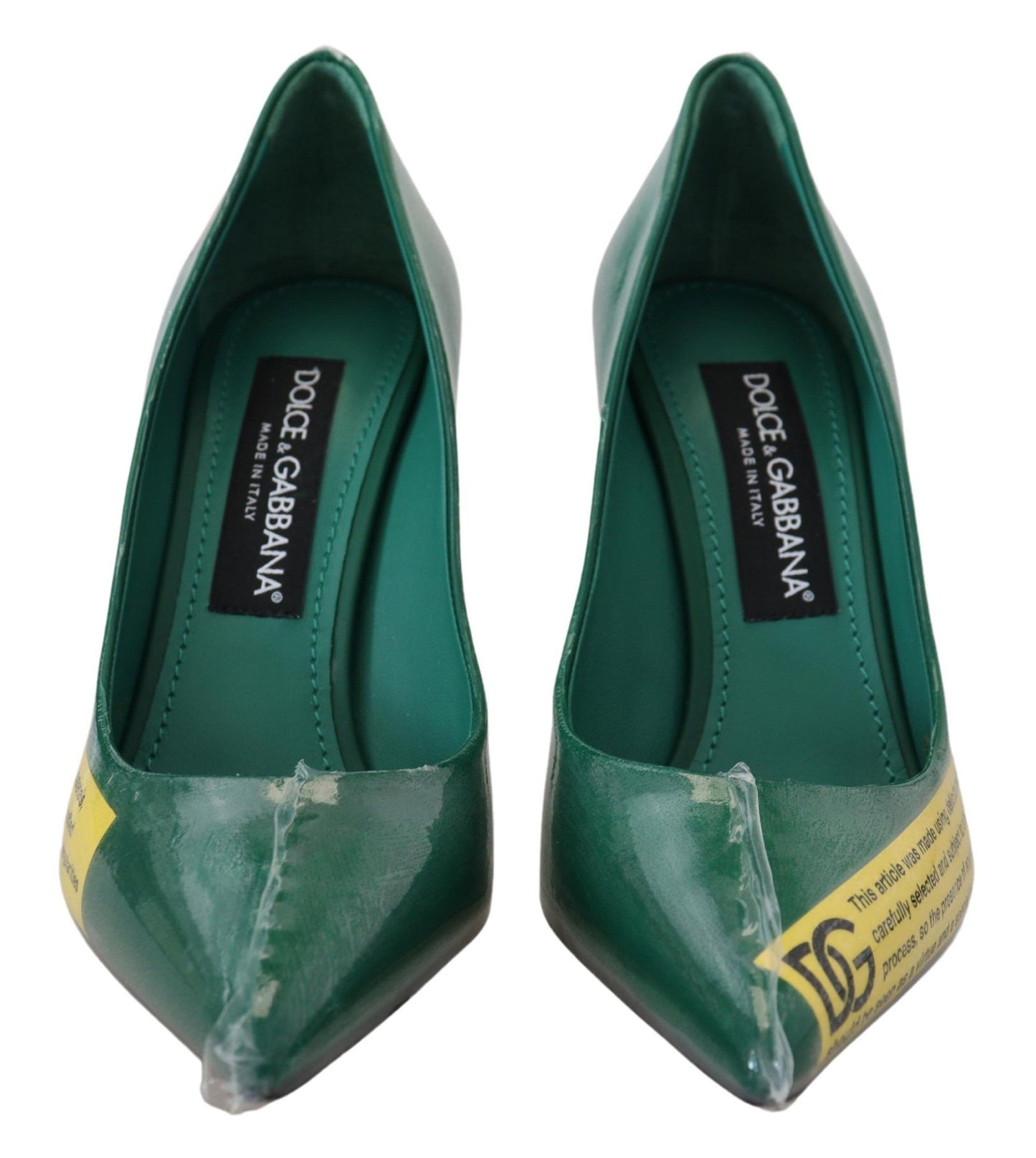 Dolce &amp; Gabbana Emerald Green Elegance Leather Heels Pumps