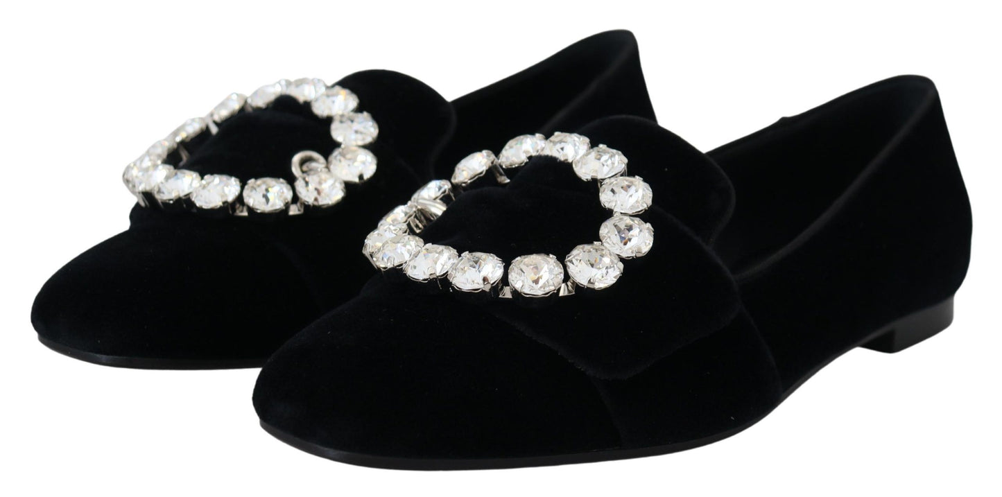 Dolce &amp; Gabbana Chic velvet loafers with crystal embellishments