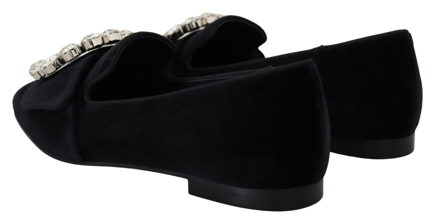 Dolce &amp; Gabbana Chic velvet loafers with crystal embellishments