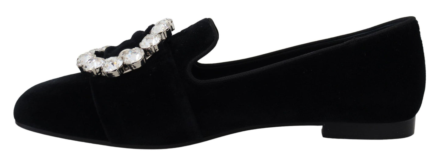 Dolce &amp; Gabbana Chic velvet loafers with crystal embellishments