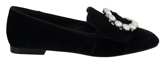 Dolce &amp; Gabbana Chic velvet loafers with crystal embellishments