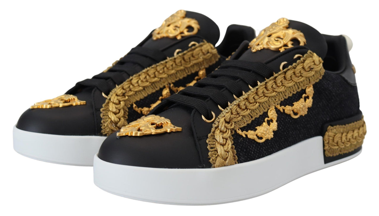 Dolce &amp; Gabbana Elegant Portofino Sneakers made of leather in black